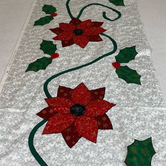 Christmas Table Runner Poinsettia Runner Size 74” Long - Picture 1 of 8